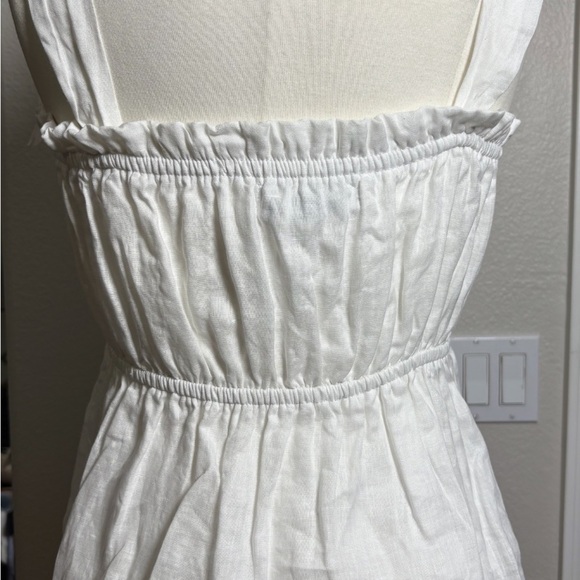 Faithful The Brand Camille Elegant White Linen Ruffle Strap Tank Top. Cropped - Picture 9 of 16